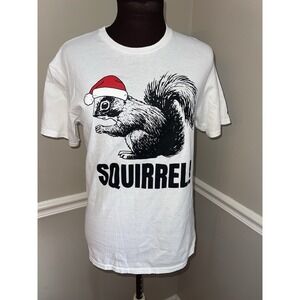 Squirrel Christmas T Shirt Delta Mens Size Medium White